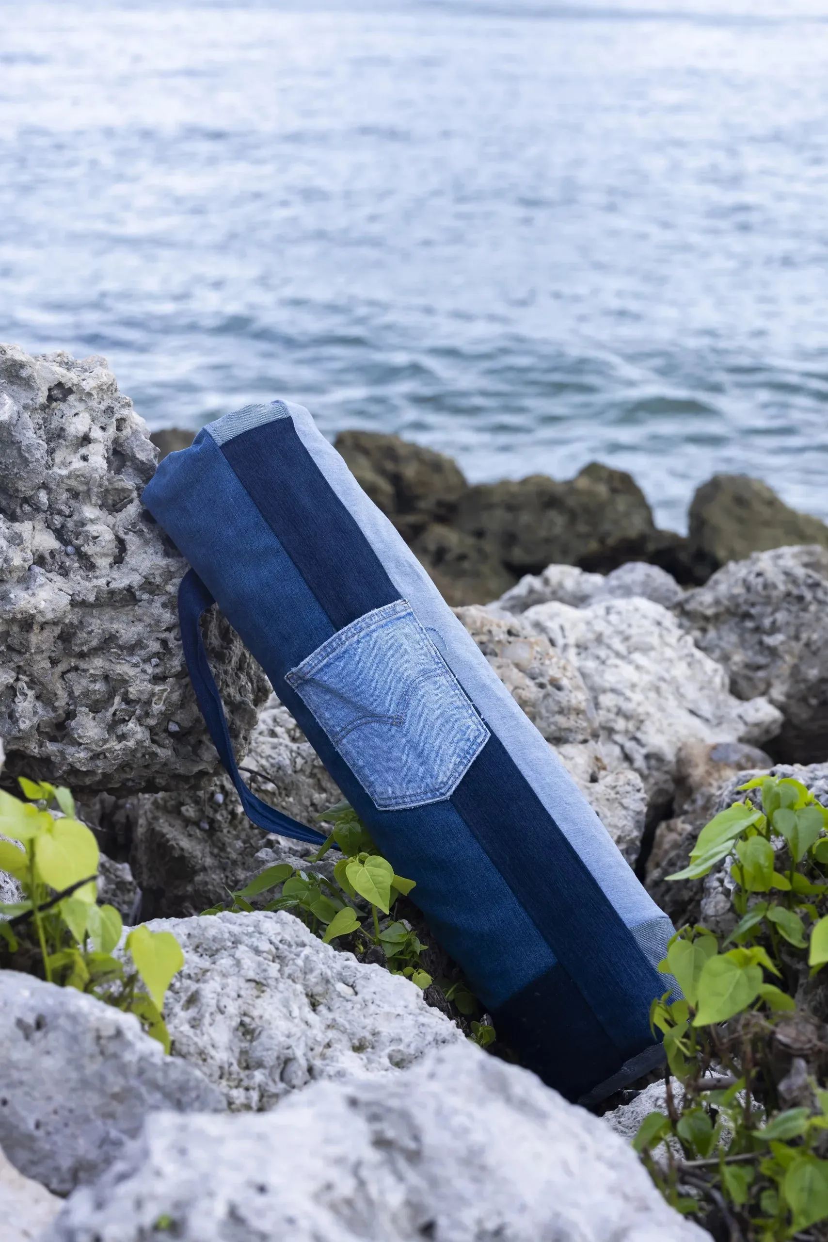 Denim Patching Upcycled Yoga Mat Bag