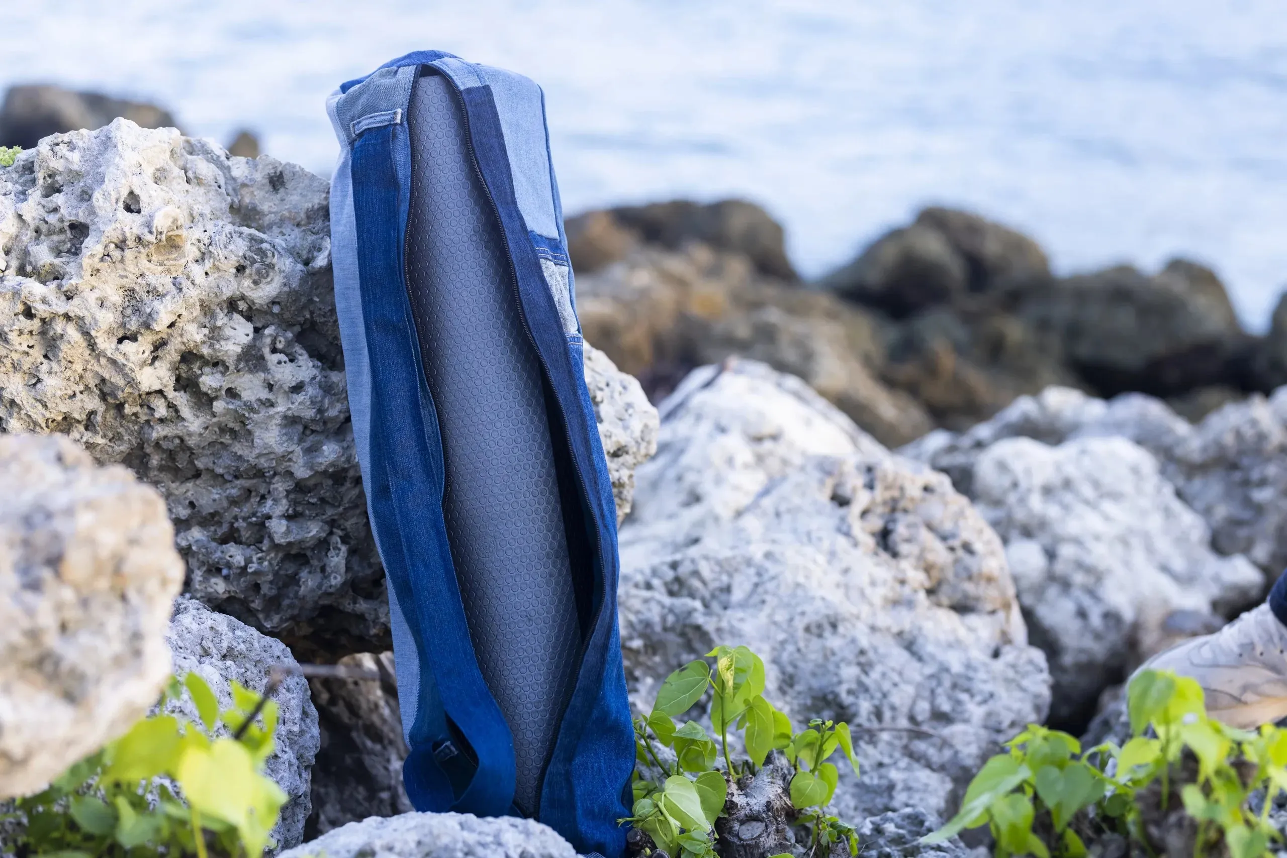 Denim Patching Upcycled Yoga Mat Bag