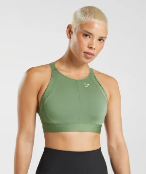 Gymshark High Neck High Support Sports Bra - Iguana Green