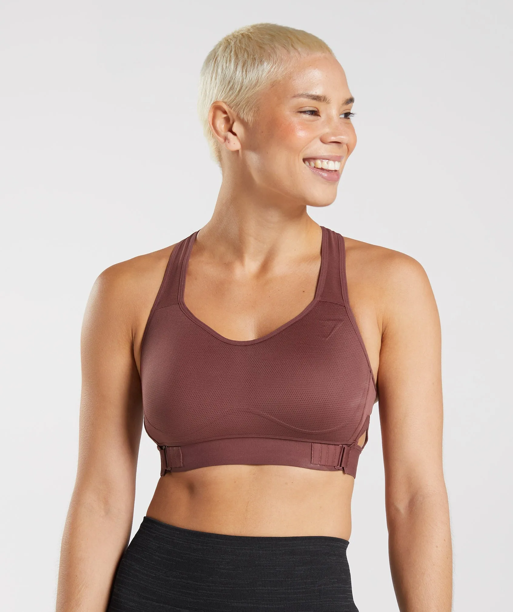 Gymshark Racerback High Support Sports Bra - Cherry Brown