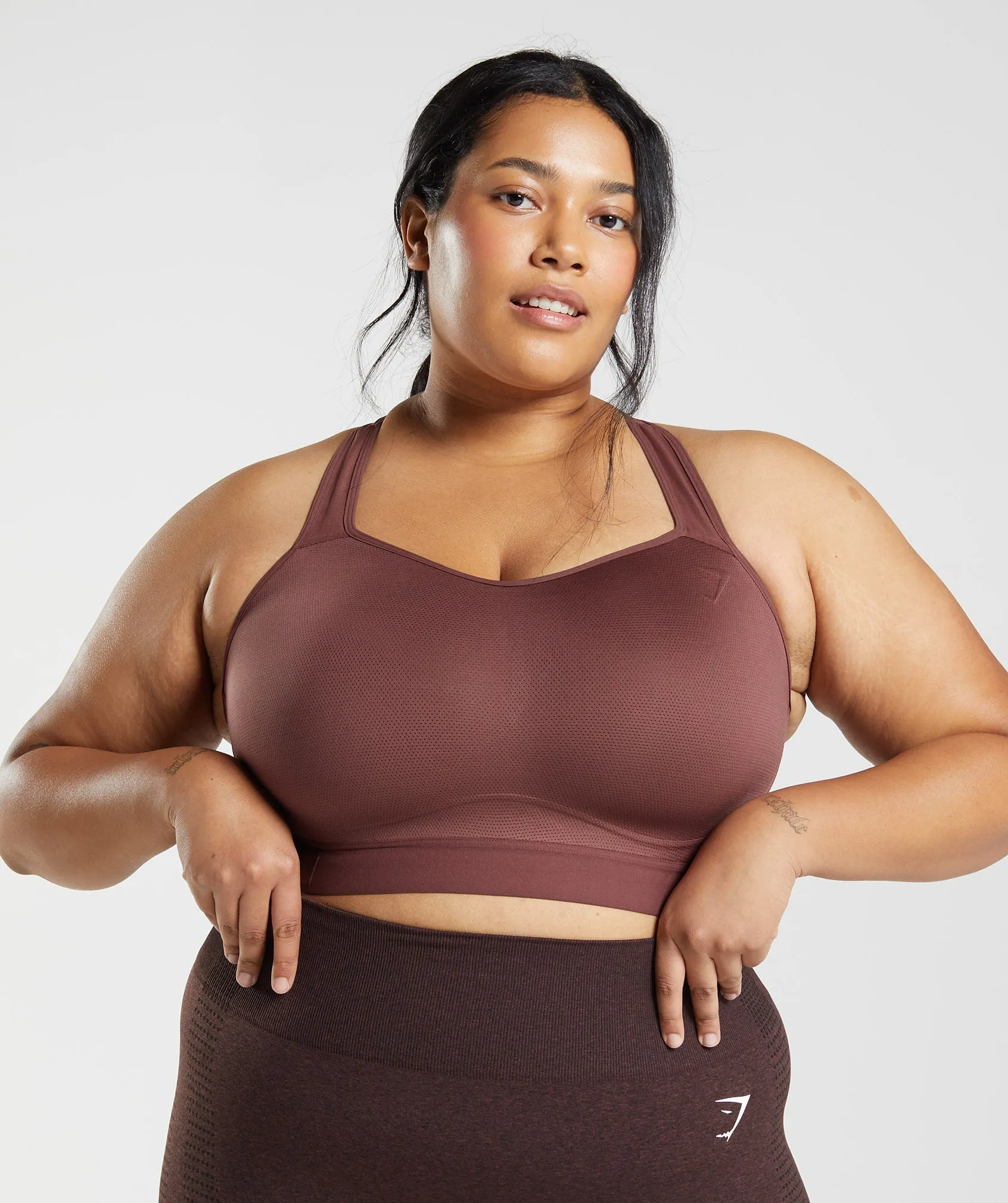 Gymshark Racerback High Support Sports Bra - Cherry Brown