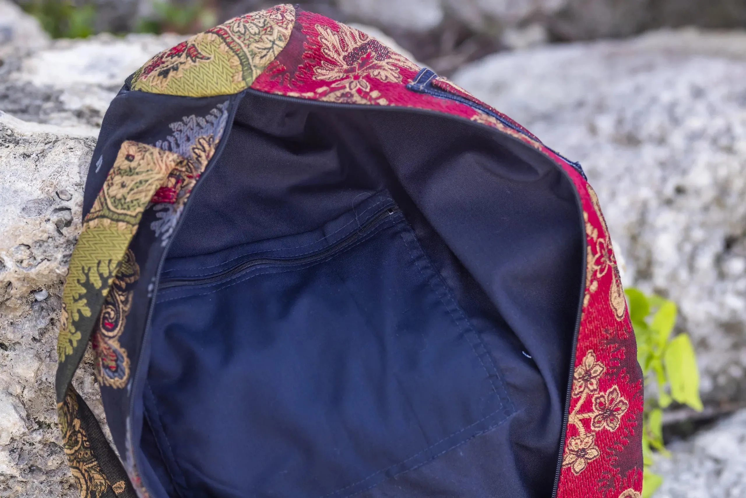 Red Damasco Upcycled Yoga Mat Bag
