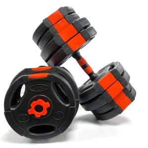 Tri-Grip Dumbbell Set (Black Red Dumbbell Bar) 40Kg