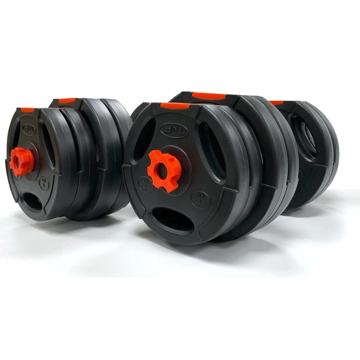 Tri-Grip Dumbbell Set (Black Red Dumbbell Bar) 40Kg