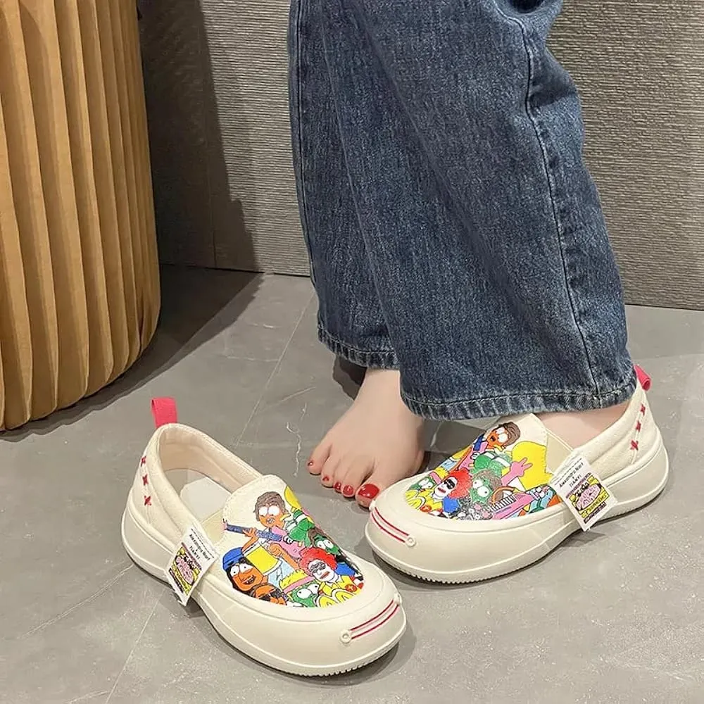 Women's Sports Shoes Slip-on Women Platform Designer Shoes Canvas Non-slip Ladies Casual Vulcanization Sneakers  D409912
